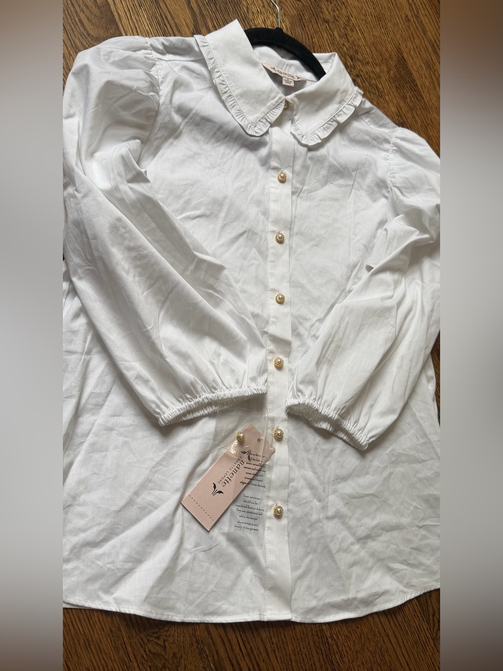 White Ruffled Collar Button-Up Blouse